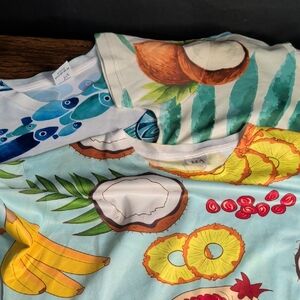 Tropical Fruit and Coconut Graphic T-Shirts